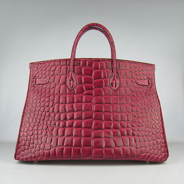 Replica Hermes Birkin 40CM Crocodile Veins Leather Bag Wine 6089 Online